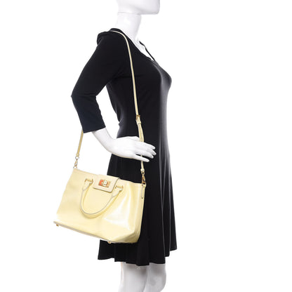 Prada Saffiano Vernice Turn Lock Shopping Tote White 3 of 13