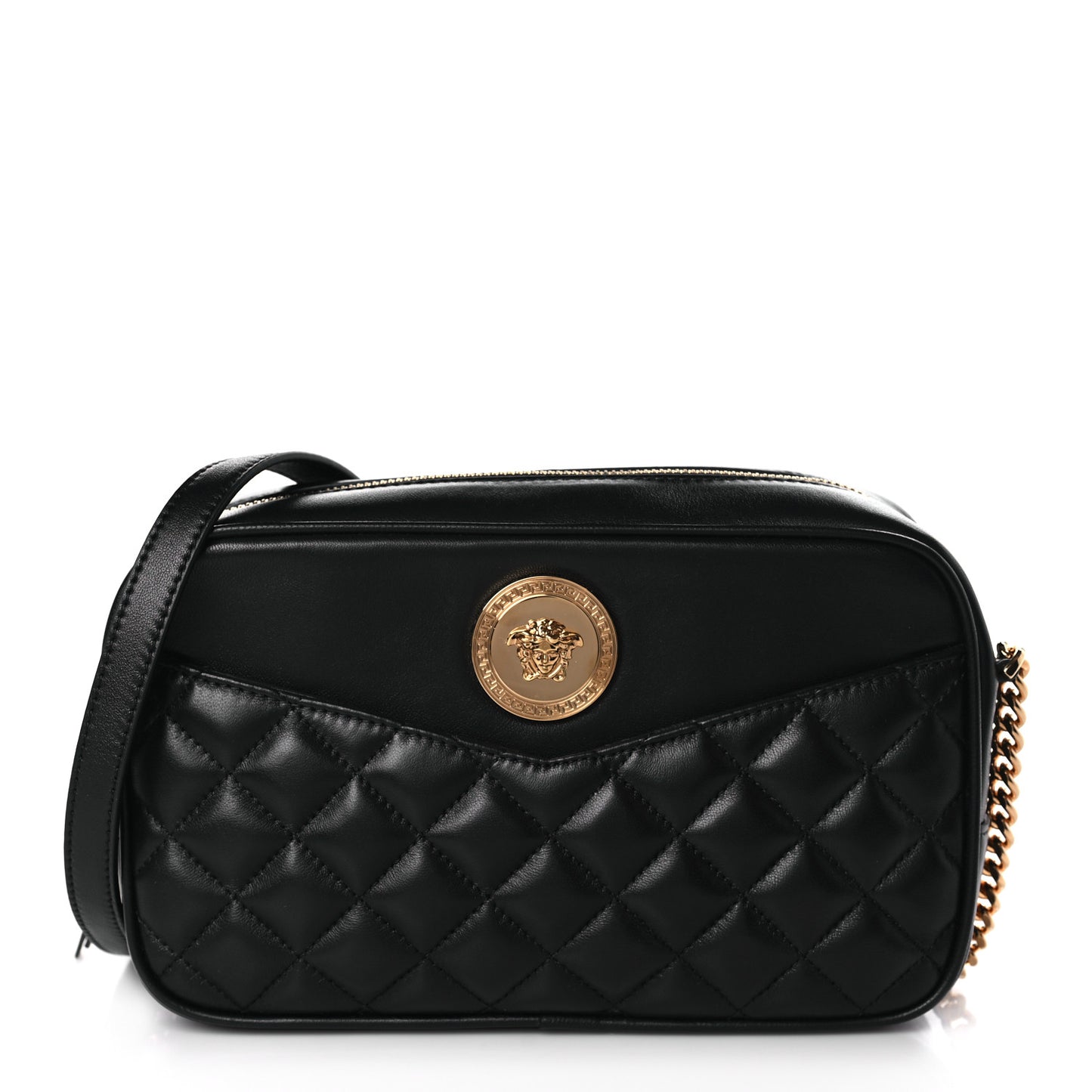 Nappa Quilted Medium Medusa Camera Bag Black