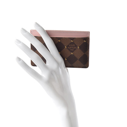 Louis Vuitton Damier Ebene Studded Card Holder Rose Ballerine 2 of 6