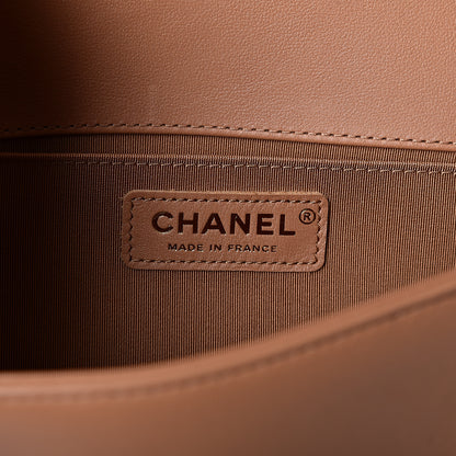 Chanel Calfskin Chevron Quilted Medium Boy Flap Beige 5 of 10