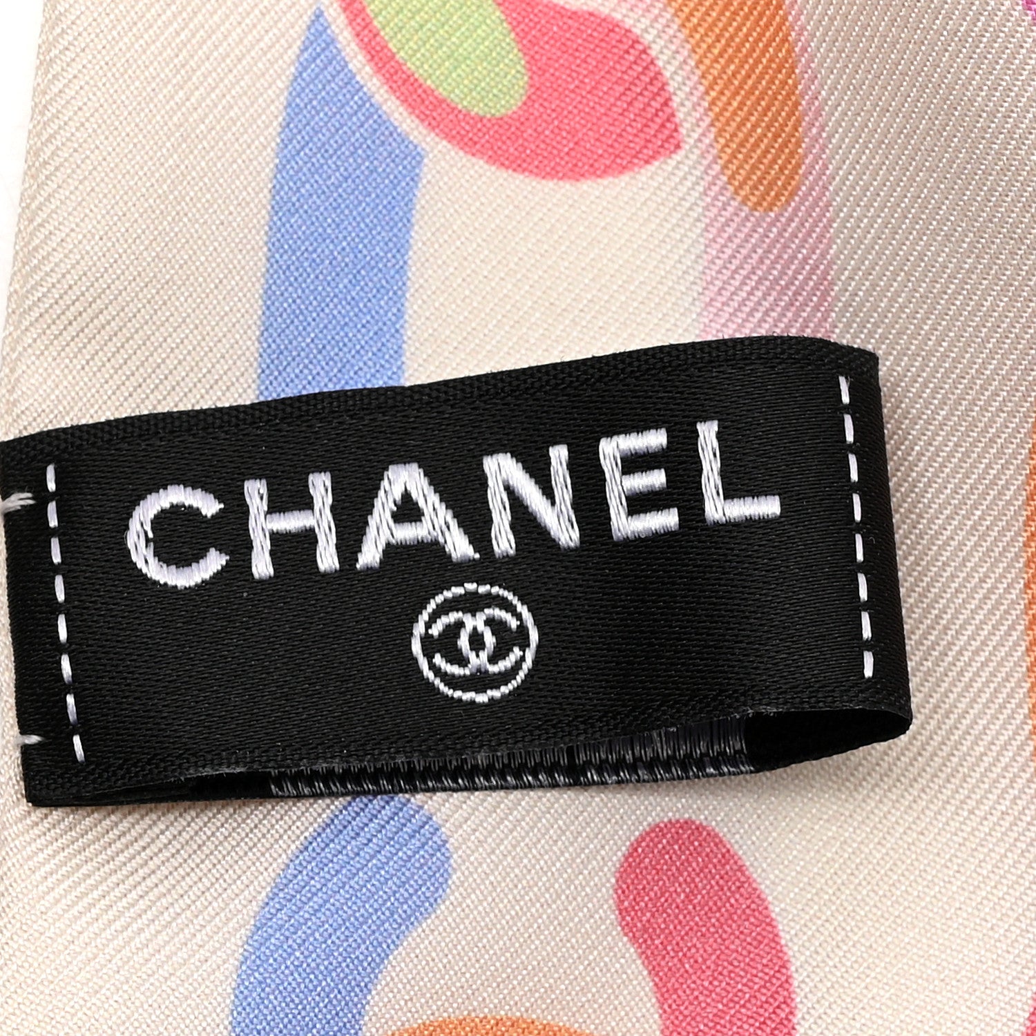 Chanel Silk CC Scrunchie and Scarf Hair Tie Set White Multicolor 3 of 3