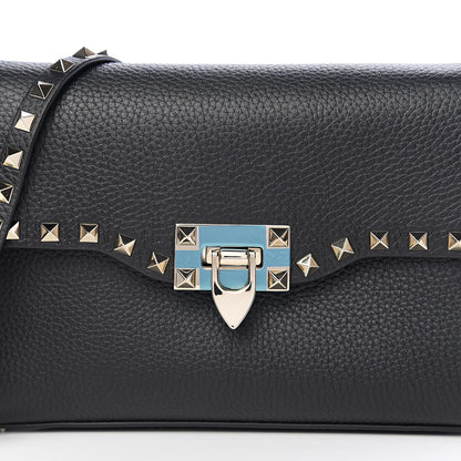 Valentino Garavani Pebbled Calfskin Medium Rockstud Flip Lock Crossbody Bag Black 8 of 8