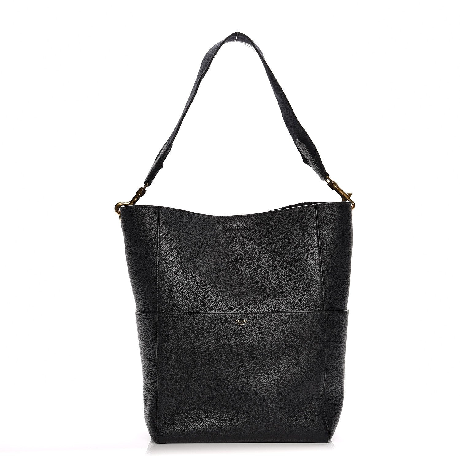 Celine Soft Grained Calfskin Sangle Bucket Bag Black 1 of 7