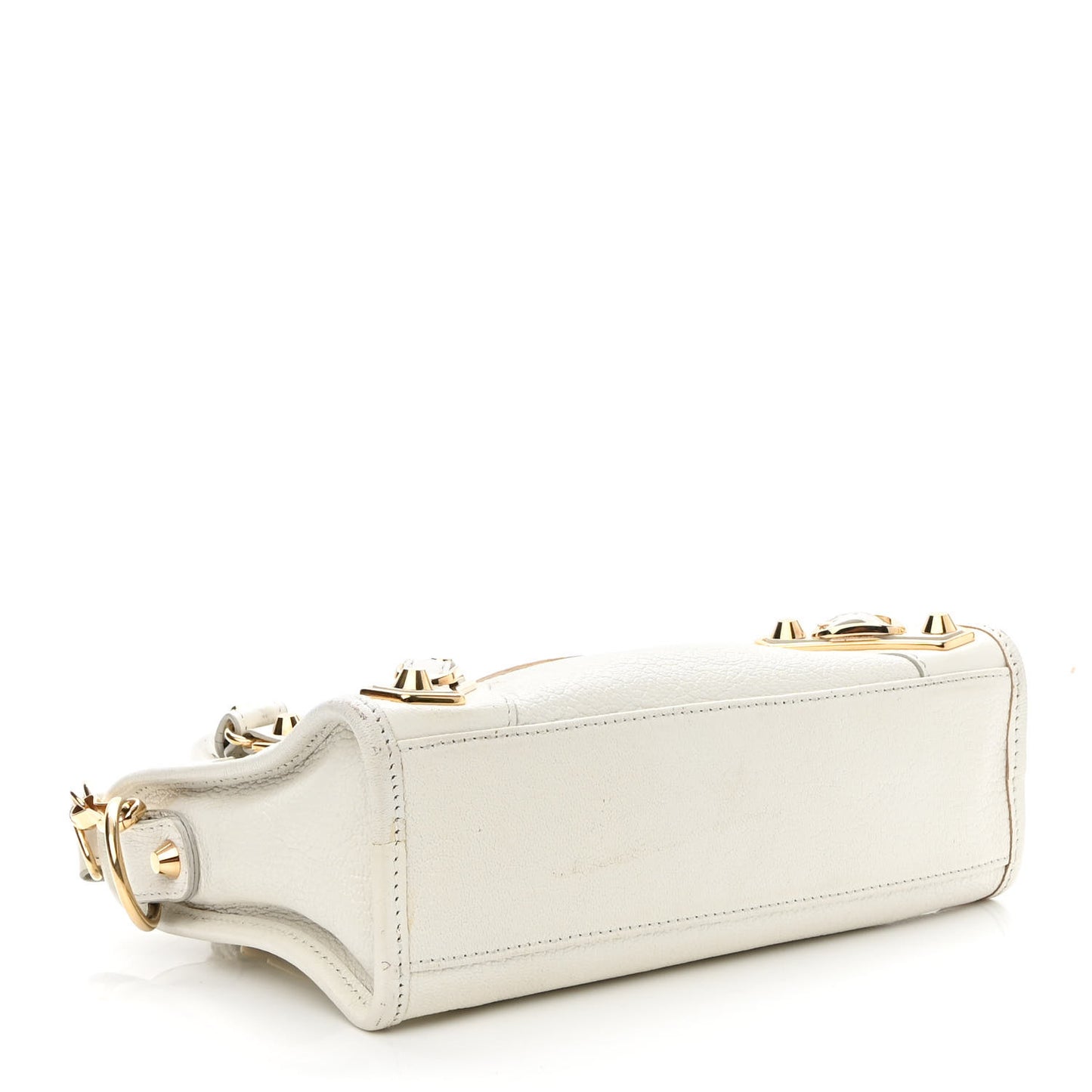 Chevre Gold Metallic Edge Hardware Mini City White