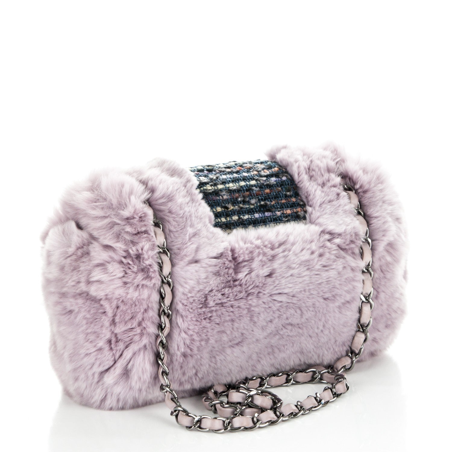 Chanel Rabbit Fur Tweed Lizard Small Fantasy Flap Lilac 3 of 7