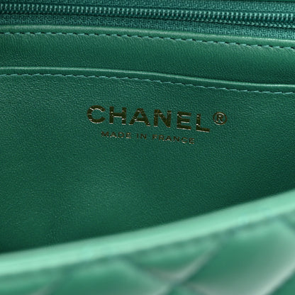 Chanel Lambskin Quilted Mini Top Handle Rectangular Flap Green 6 of 10