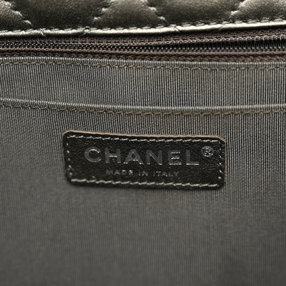 Chanel Metallic Calfskin Quilted Small XXL Travel Flap Bag Dark Silver 6 of 10