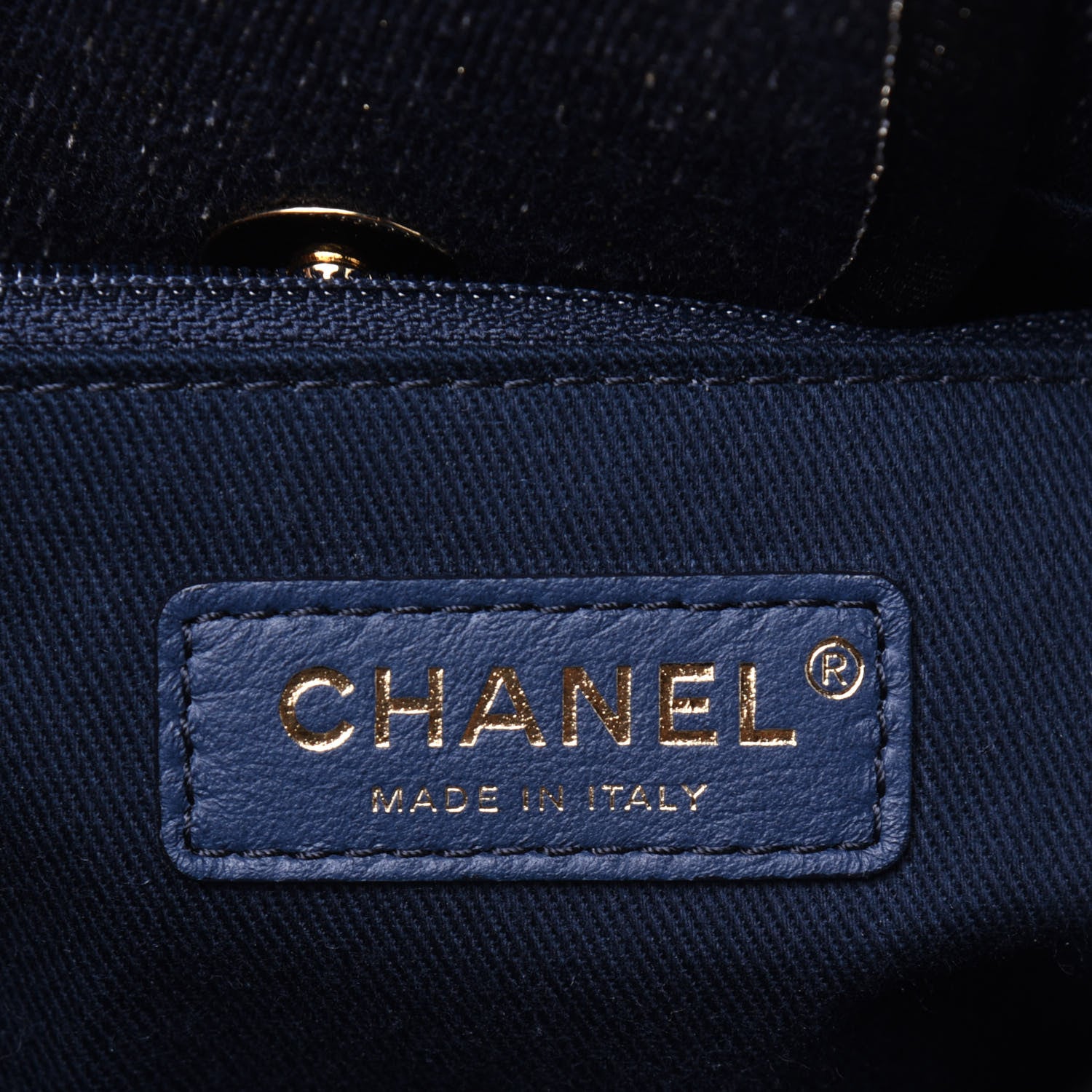 Chanel Lurex Canvas Medium Deauville Tote Navy Blue Gold 6 of 15