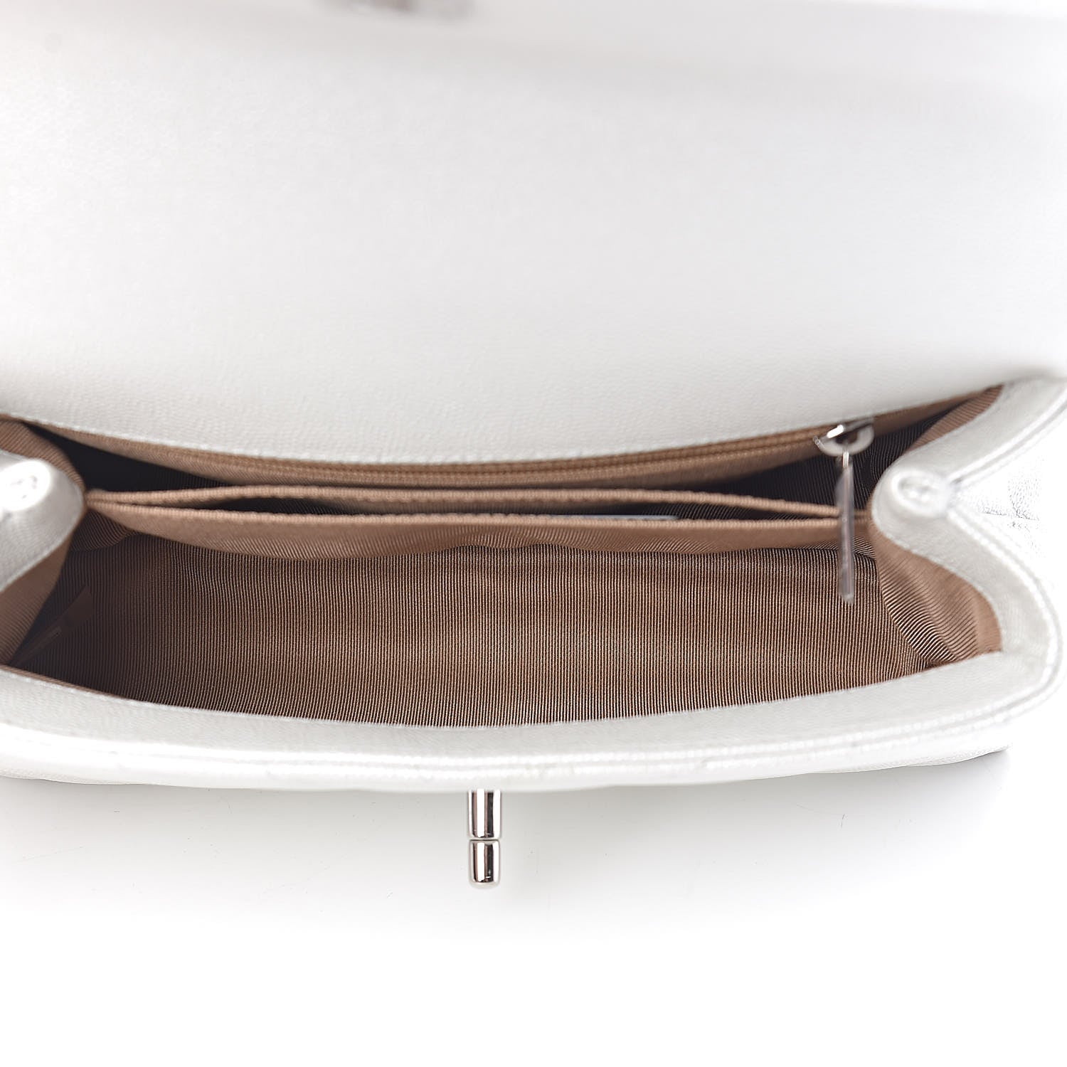 Chanel Iridescent Caviar Chevron Quilted Mini Coco Handle Flap White 5 of 11