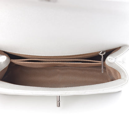 Chanel Iridescent Caviar Chevron Quilted Mini Coco Handle Flap White 5 of 11