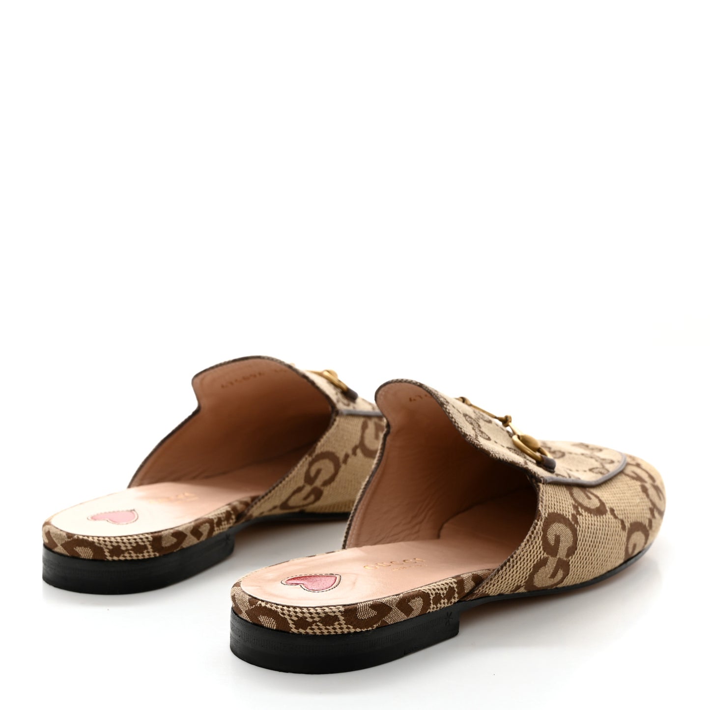 Monogram Jumbo GG Malaga Kid Womens Princetown Slippers 39.5 Camel Ebony New Acero Beige