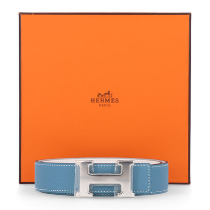 Hermes Epsom Swift 32mm H Belt 80 32 Blue Jean White 6 of 6