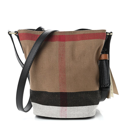 Burberry Canvas Mega Check Mini Ashby Tassel Crossbody Black 1 of 10