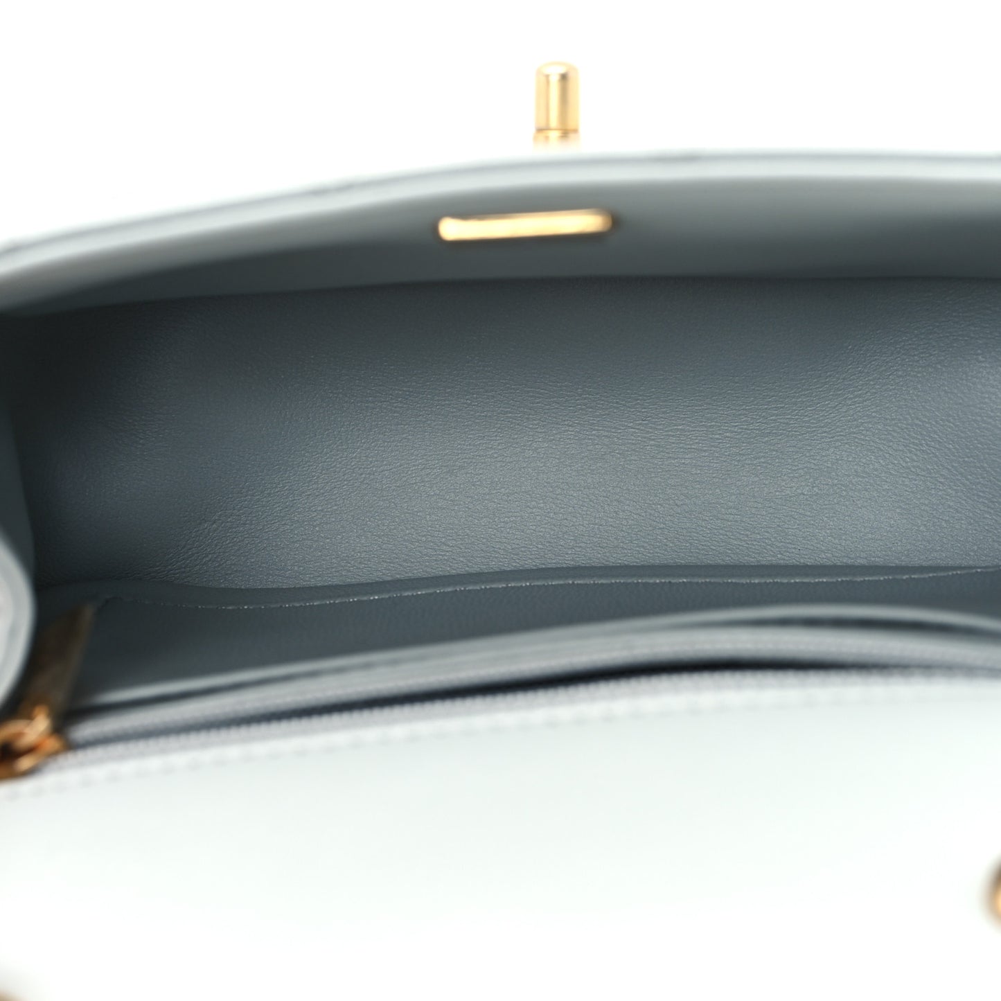 Grained Calfskin Quilted Flap Light Blue