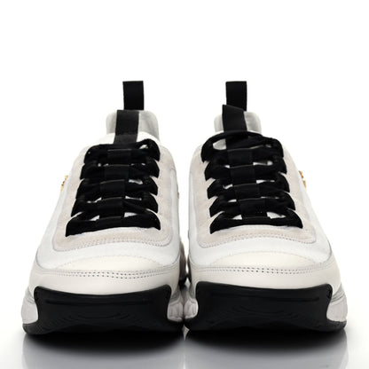 Chanel Velvet Calfskin Mixed Fibers CC Sneakers 37.5 Ivory Black 2 of 10