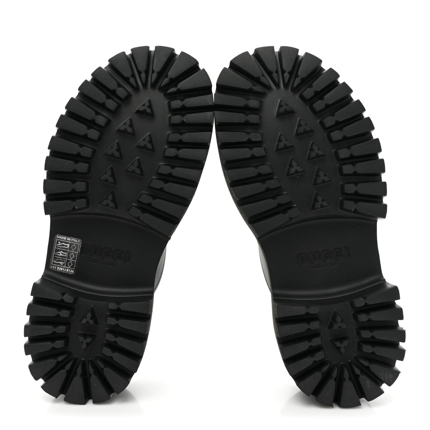 Rubber GG Monogram Perforated Elea Platform 55mm Lug Sole Sandals 36 Black