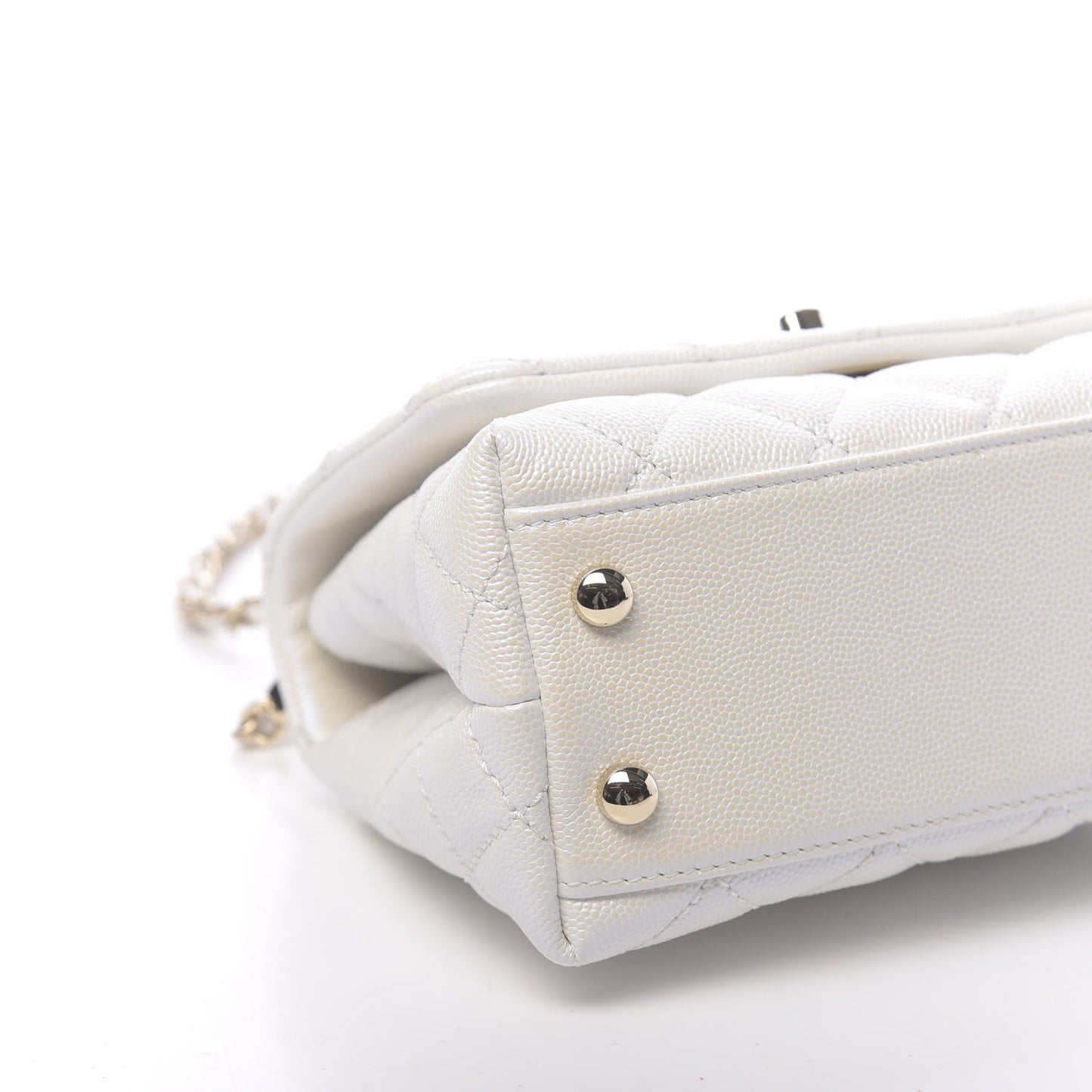 Iridescent Caviar Quilted Extra Mini Coco Handle Flap Ivory