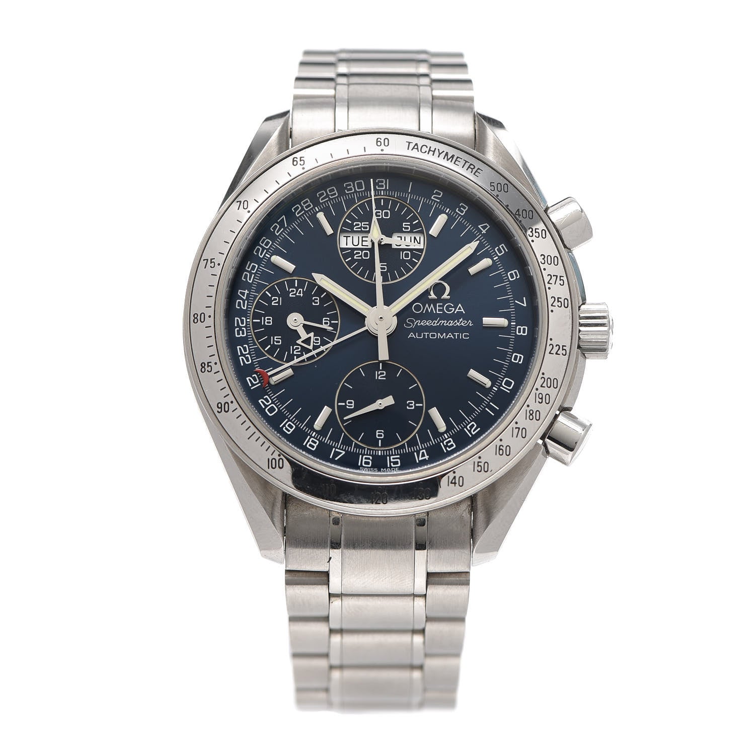 Omega Stainless Steel 39mm Speedmaster Triple Calendar Chronograph Automatic Watch Blue 3523.80 1 of 5
