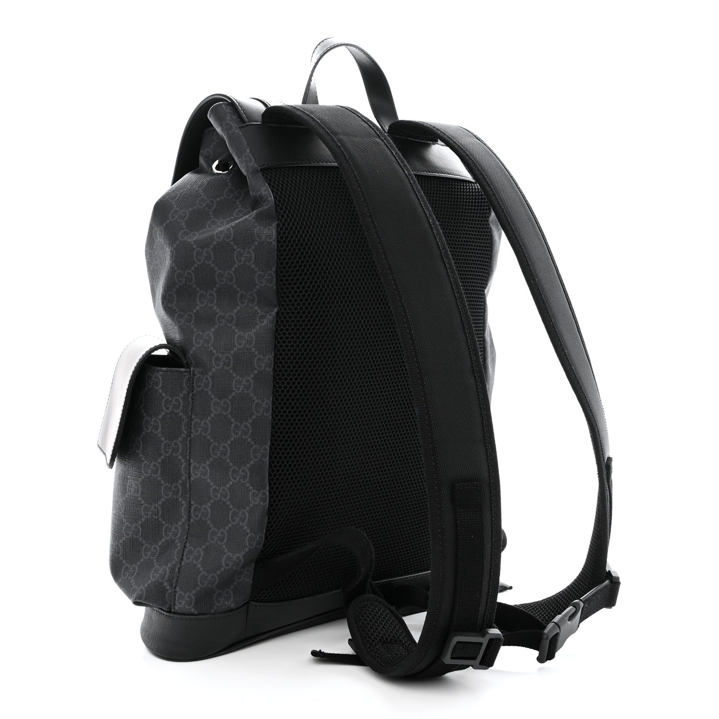 Soft GG Supreme Monogram Calfskin Web Double Buckle Backpack Black