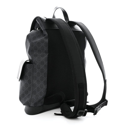 Gucci Soft GG Supreme Monogram Calfskin Web Double Buckle Backpack Black 3 of 10