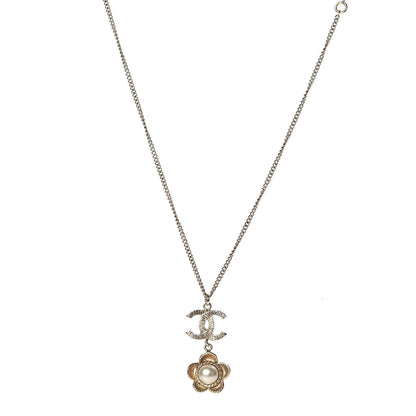 Chanel Pearl CC Camellia Pendant Necklace Gold 1 of 5
