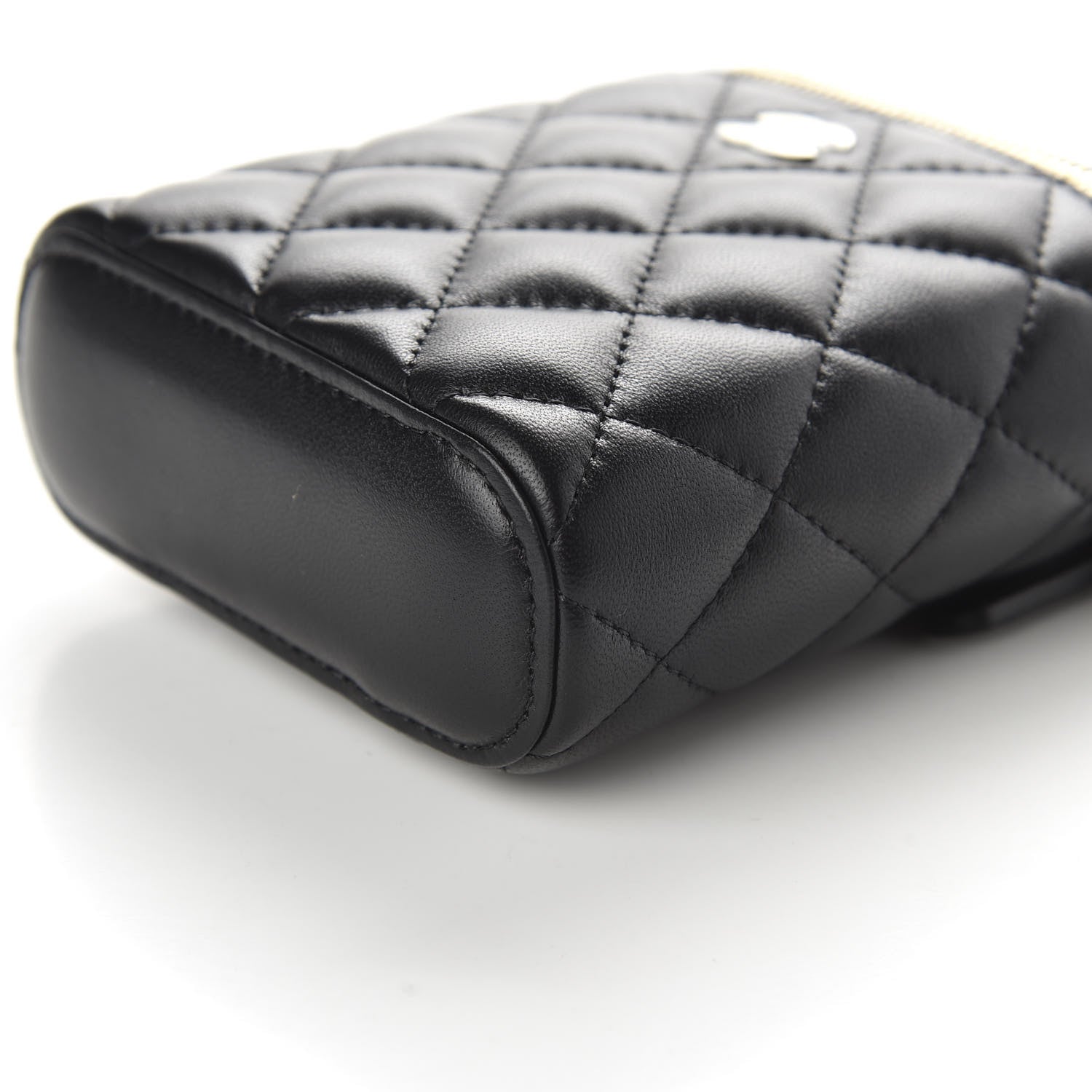 Chanel Lambskin Quilted Small Vertical Coco Beauty Vanity Case With Chain Black 5 of 9