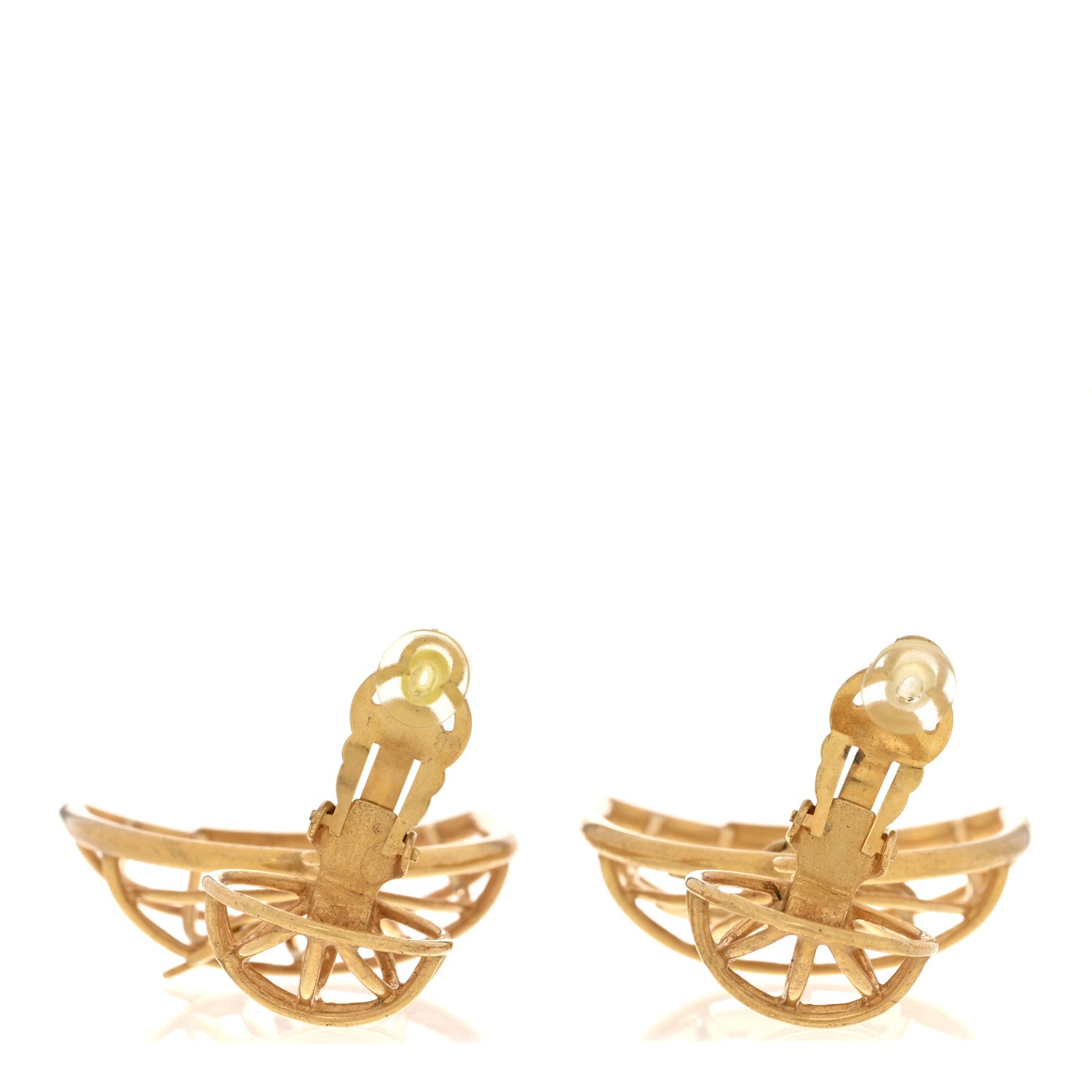 Chanel CC Bird Cage Drop Clip On Earrings Gold 3 of 5