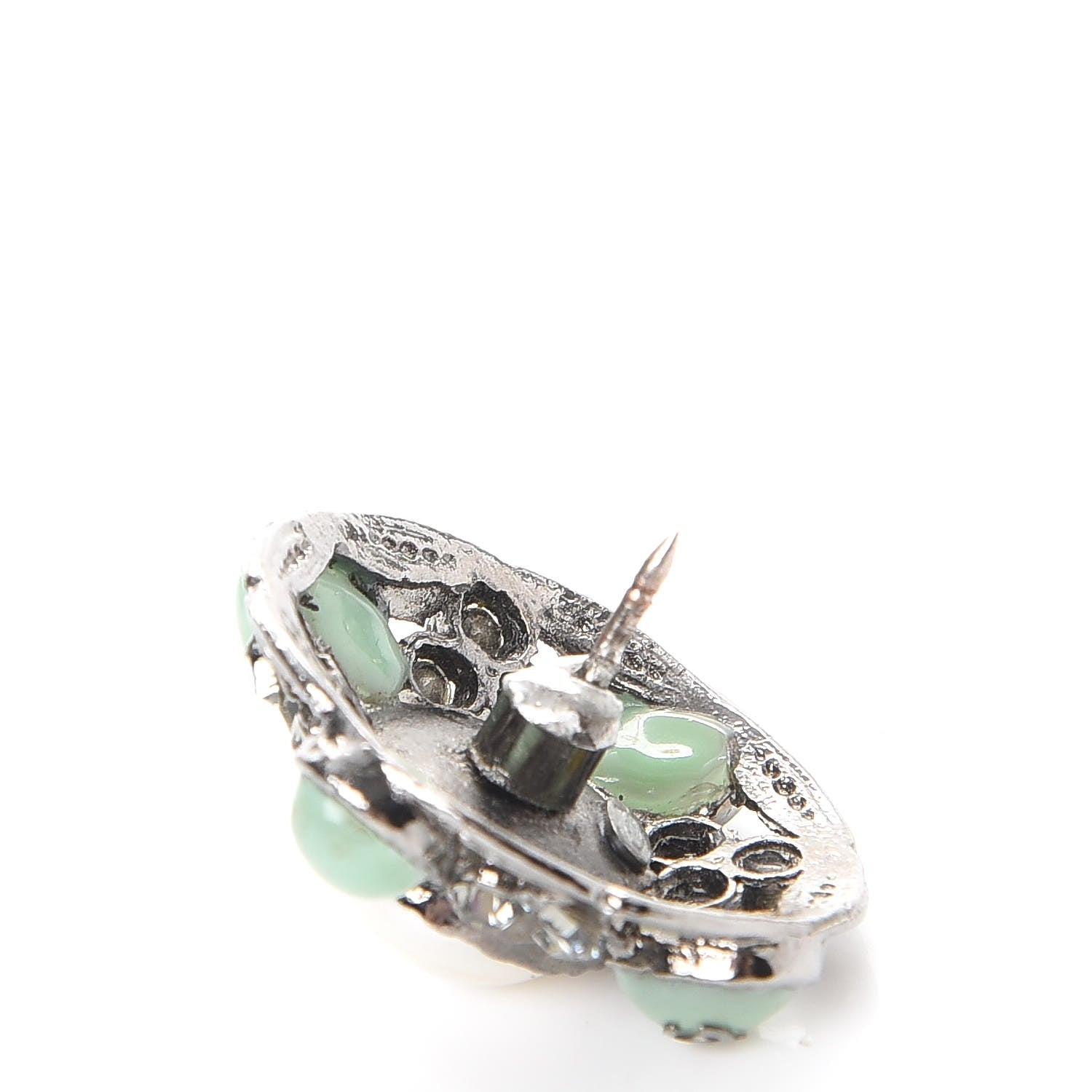Chanel Gripoix Poured Glass Crystal Pearl Brooch Silver 6 of 9