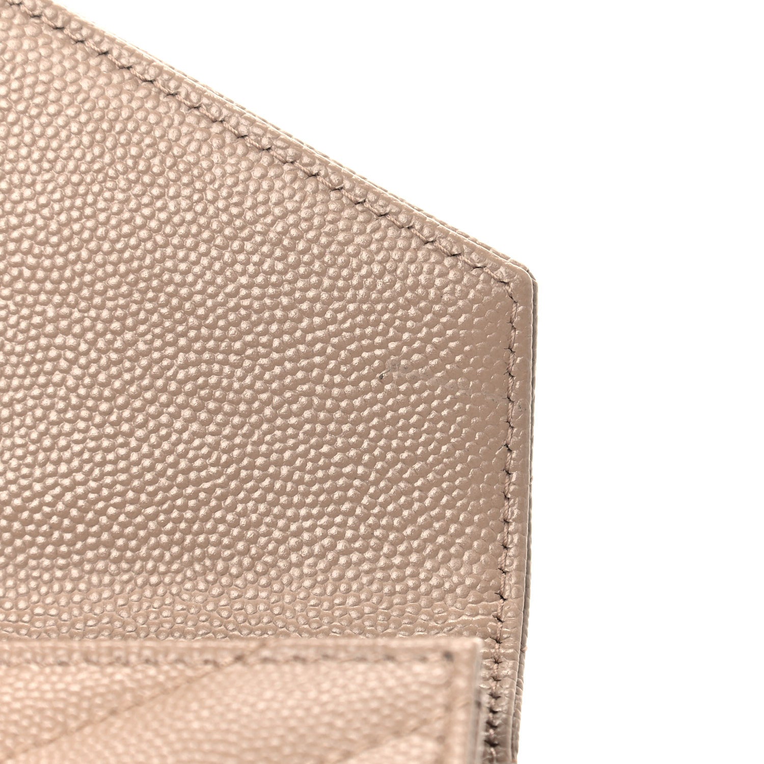 Saint Laurent Grain De Poudre Matelasse Chevron Small Monogram Envelope Wallet Dark Beige 8 of 13