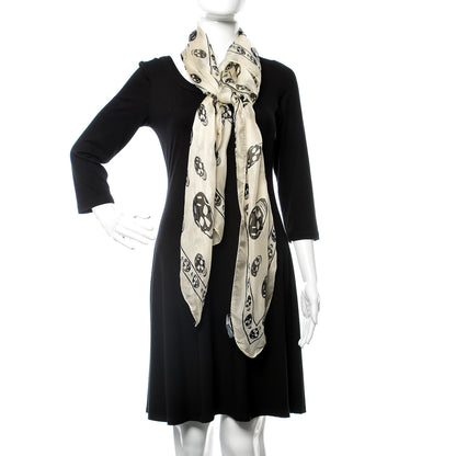 Alexander McQueen Silk Chiffon Skull Scarf Ivory Black 2 of 5