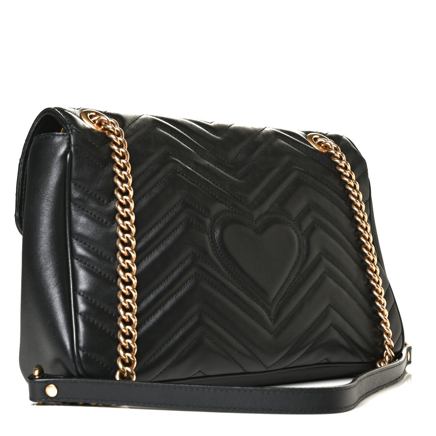 Calfskin Matelasse Medium GG Marmont Shoulder Bag Black
