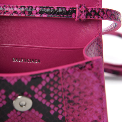 Balenciaga Shiny Calfskin Python Effect Hourglass Top Handle Bag Mini Fuchsia Black 8 of 9