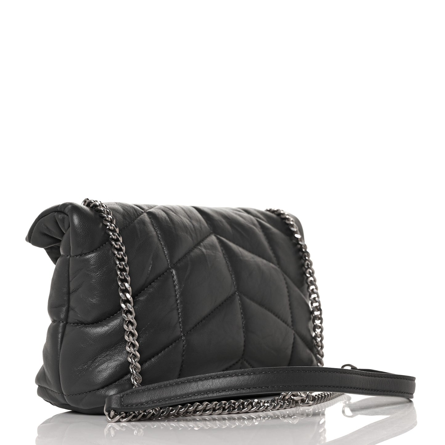 Lambskin Quilted Toy Loulou Puffer Monogram Chain Satchel Storm