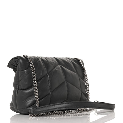Saint Laurent Lambskin Quilted Toy Loulou Puffer Monogram Chain Satchel Storm 3 of 8