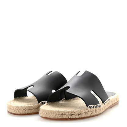 Hermes Calfskin Mens Antigua Espadrille Sandals 43 Black 4 of 10