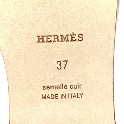 Hermes Box Calfskin Oran Sandals 37 Beige Nude 6 of 9