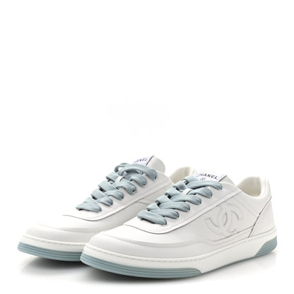 Chanel Calfskin CC Mens Sneakers 45 White Light Blue 4 of 10