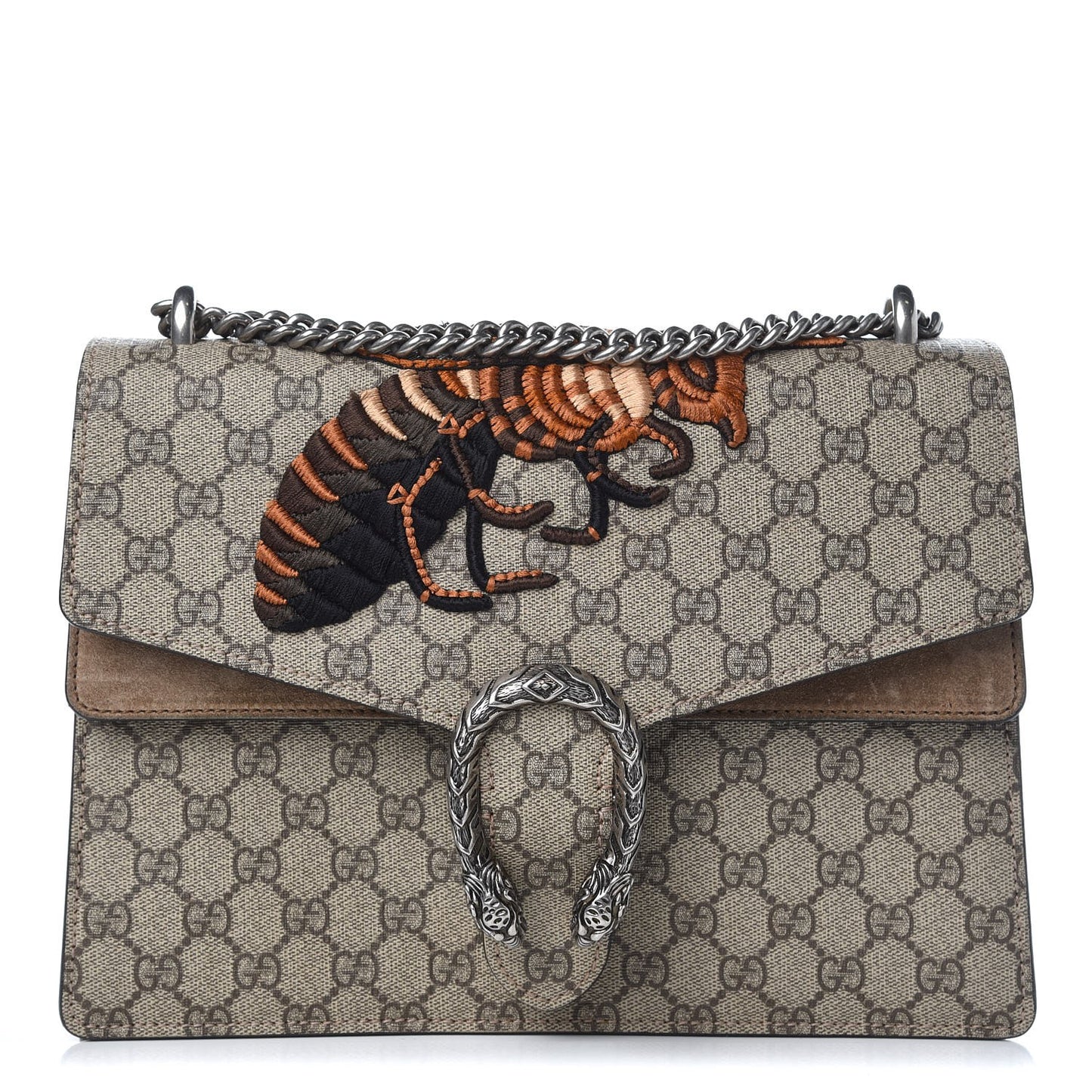 GG Supreme Monogram Bee Embroidered Medium Dionysus Shoulder Bag Taupe