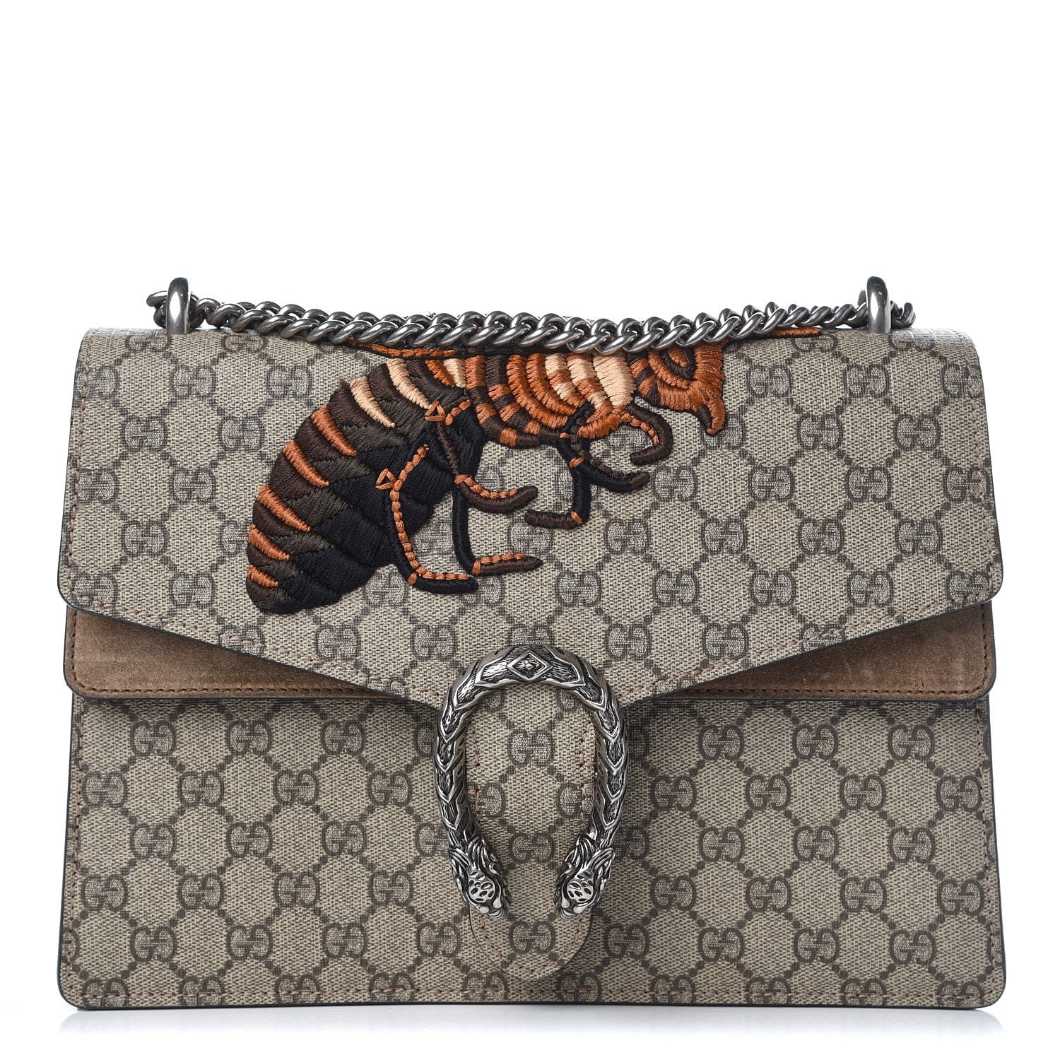 Gucci GG Supreme Monogram Bee Embroidered Medium Dionysus Shoulder Bag Taupe 1 of 7