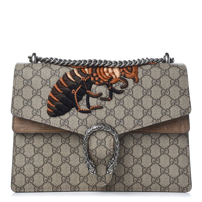 Gucci GG Supreme Monogram Bee Embroidered Medium Dionysus Shoulder Bag Taupe 1 of 7