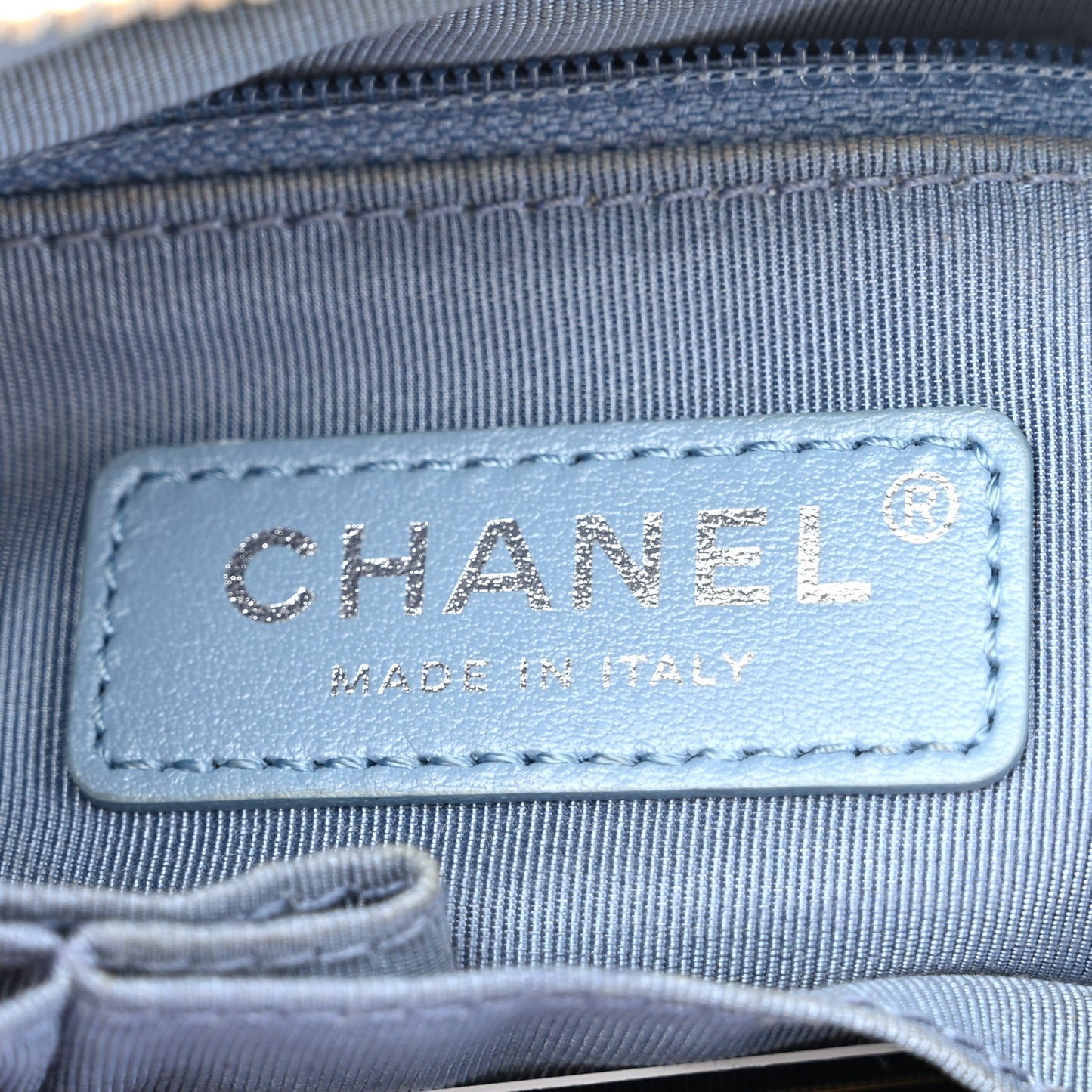 Iridescent Aged Calfskin Quilted Small Gabrielle Hobo Blue