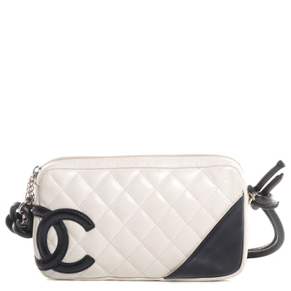Chanel Calfskin Quilted Cambon Pochette White Black 1 of 7
