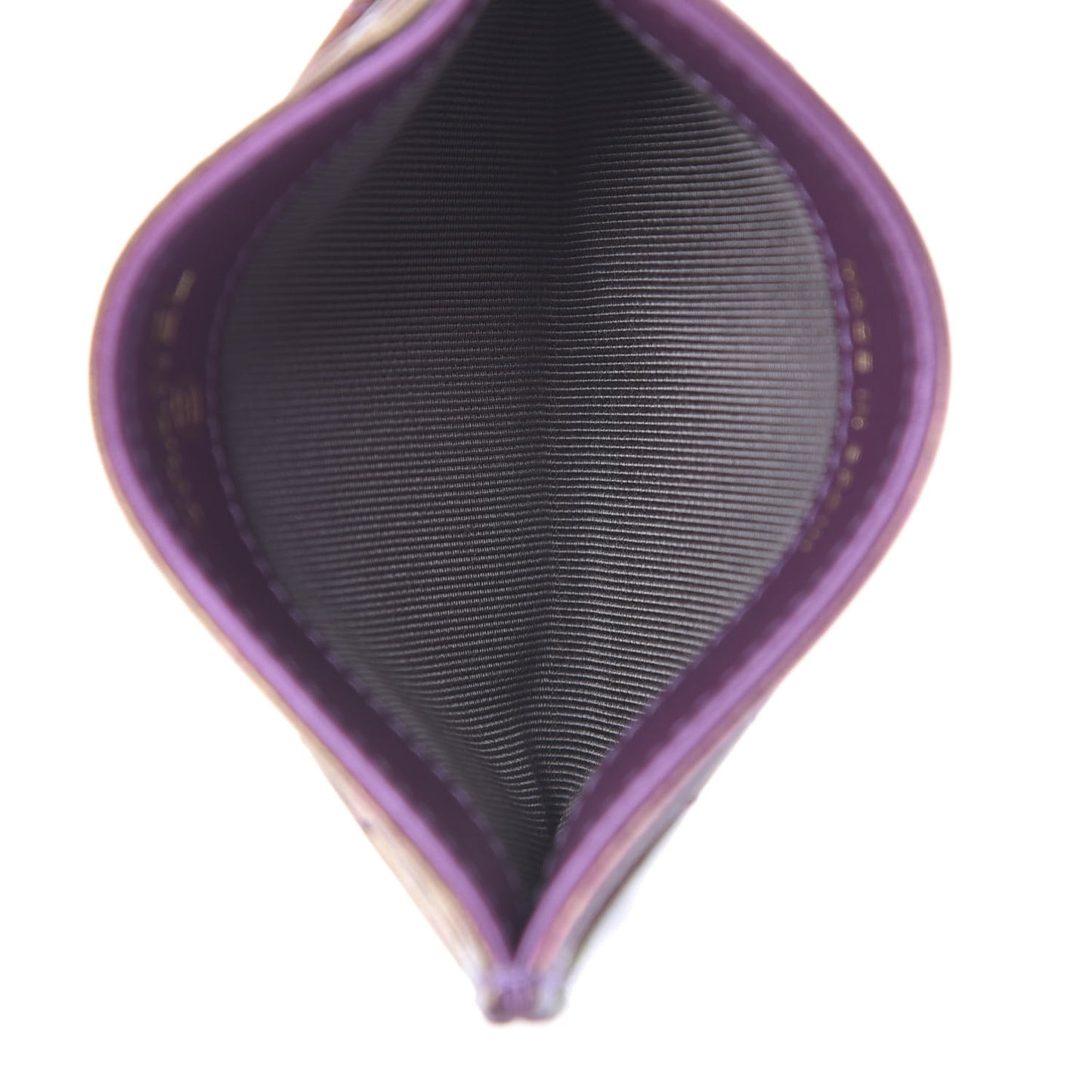 Iridescent Lambskin Quilted Card Holder Purple