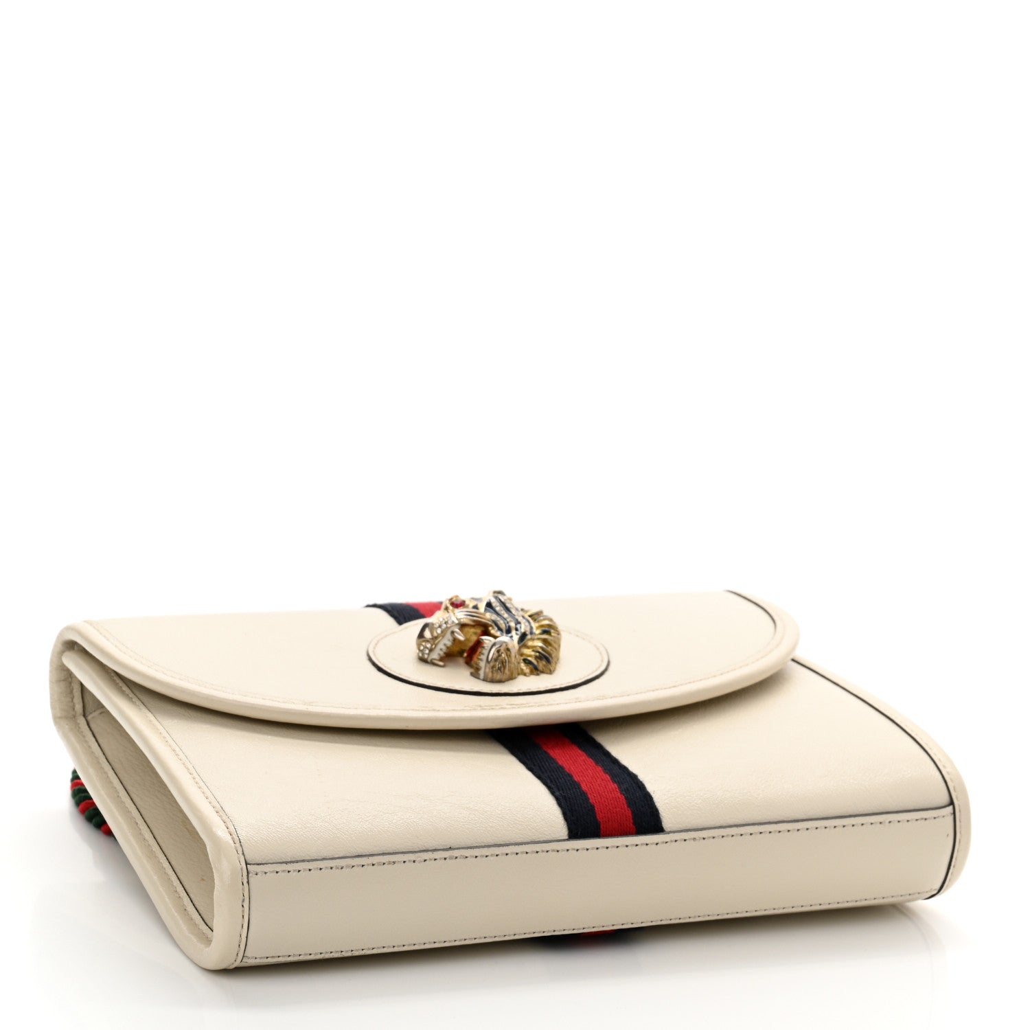 Gucci Textured Calfskin Web Small Rajah Slim Flap Shoulder Bag Mystic White 4 of 13