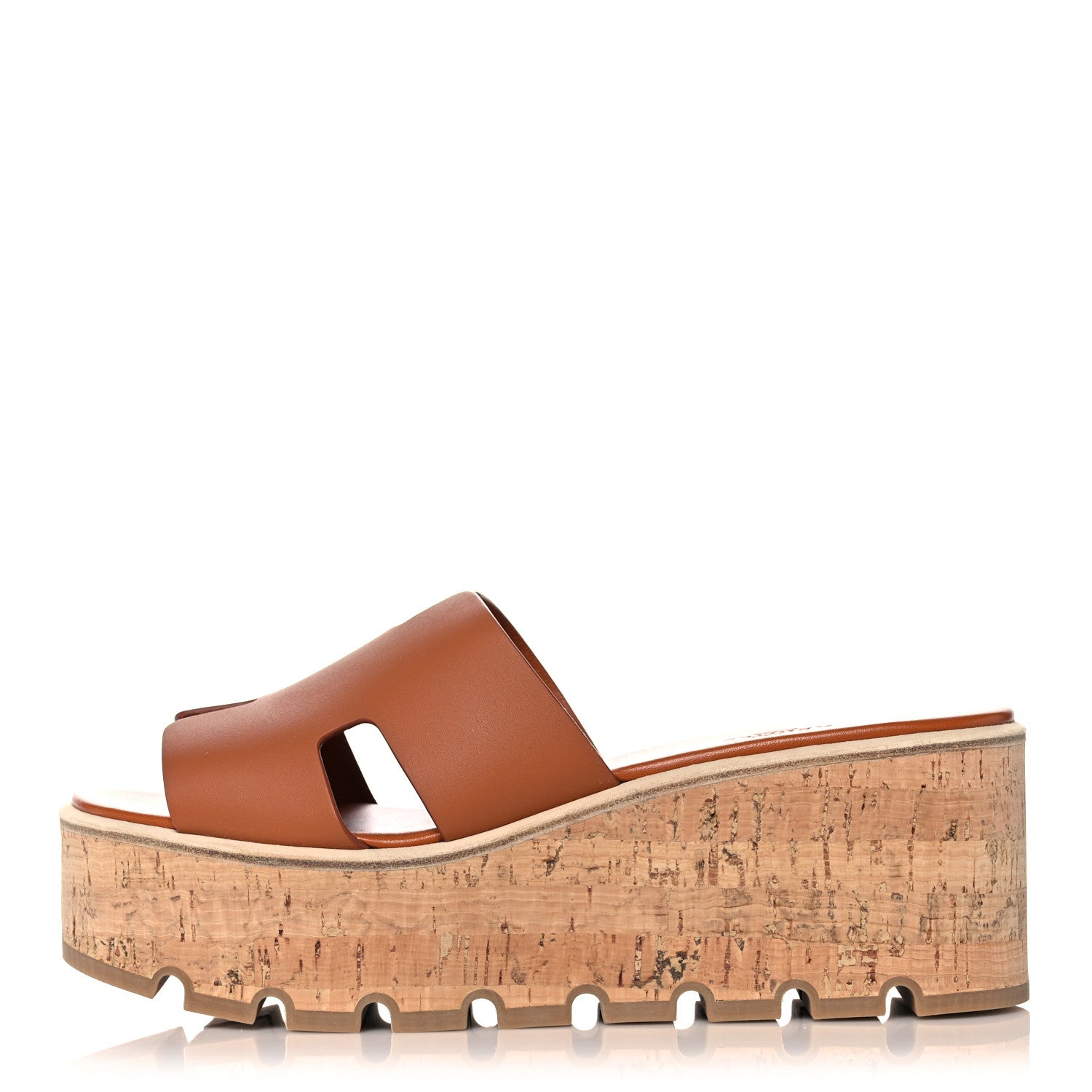 Hermes Calfskin Cork Eze 30 Sandals 39 Marron Glaise 1 of 9