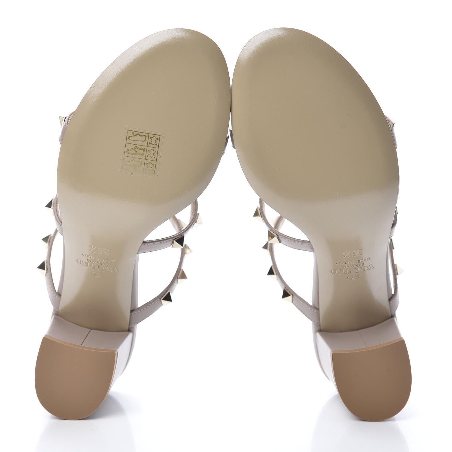 Valentino Garavani Calfskin Rockstud 60mm Caged Slide Sandals 36.5 Poudre 5 of 8