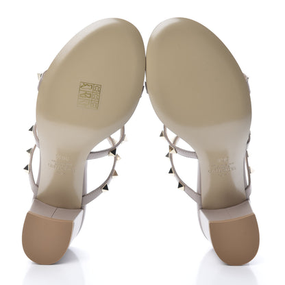 Valentino Garavani Calfskin Rockstud 60mm Caged Slide Sandals 36.5 Poudre 5 of 8