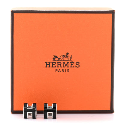 Hermes Palladium Lacquered Mini Pop H Earrings Black 6 of 6