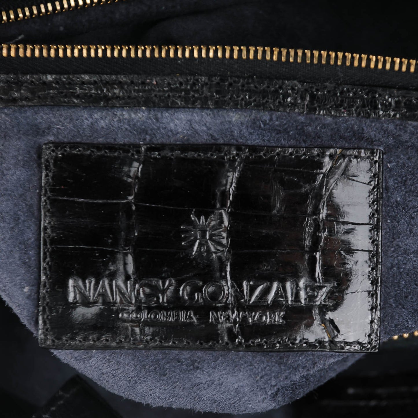 Crocodile Top Handle Bag Black