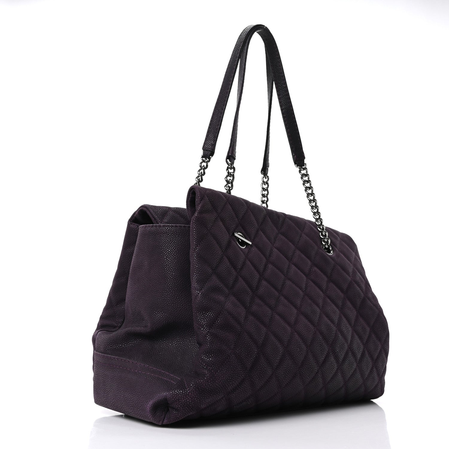 Chanel Iridescent Caviar Quilted Lady Pearly Tote Plum 3 of 9